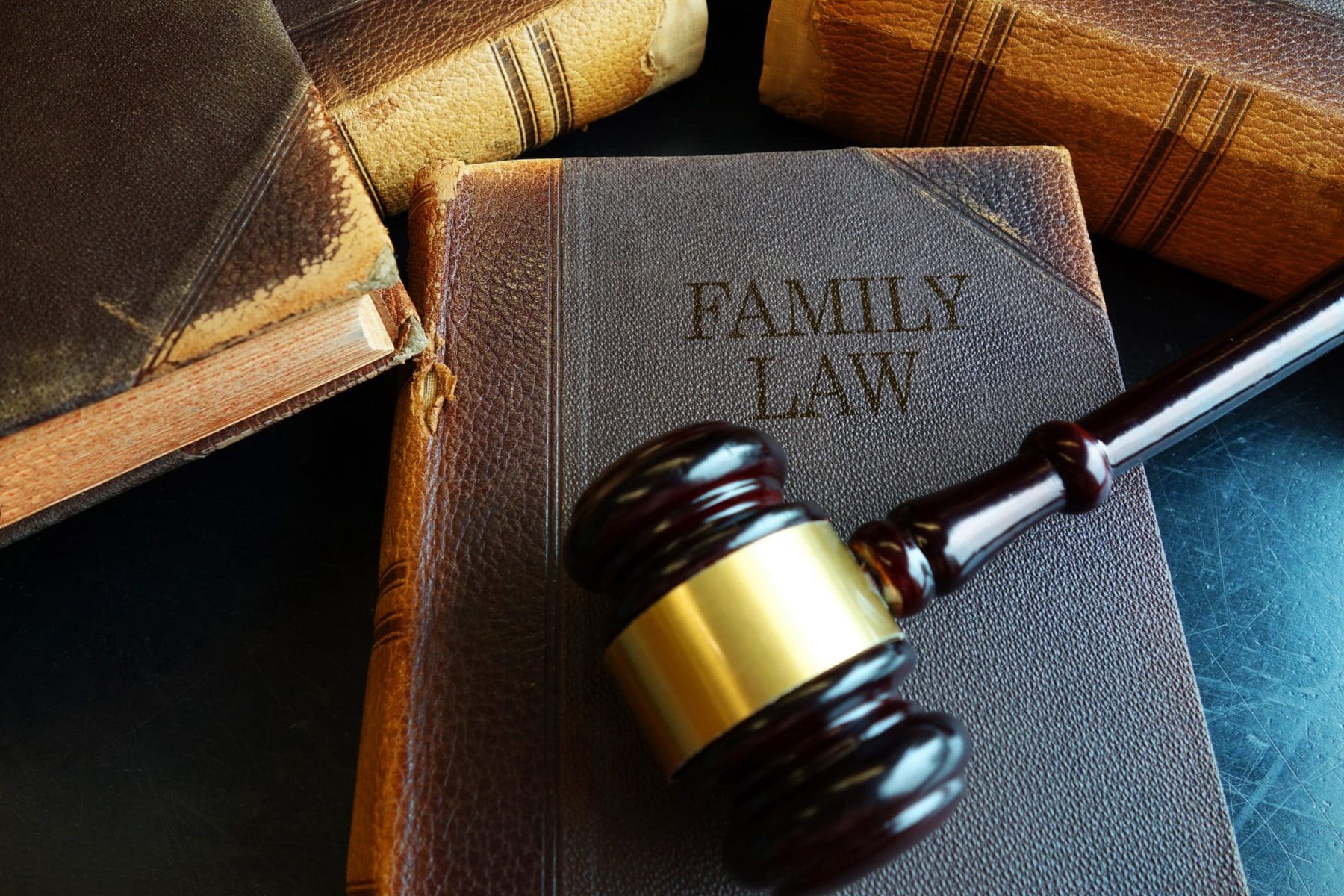 Family Law book with legal gavel.