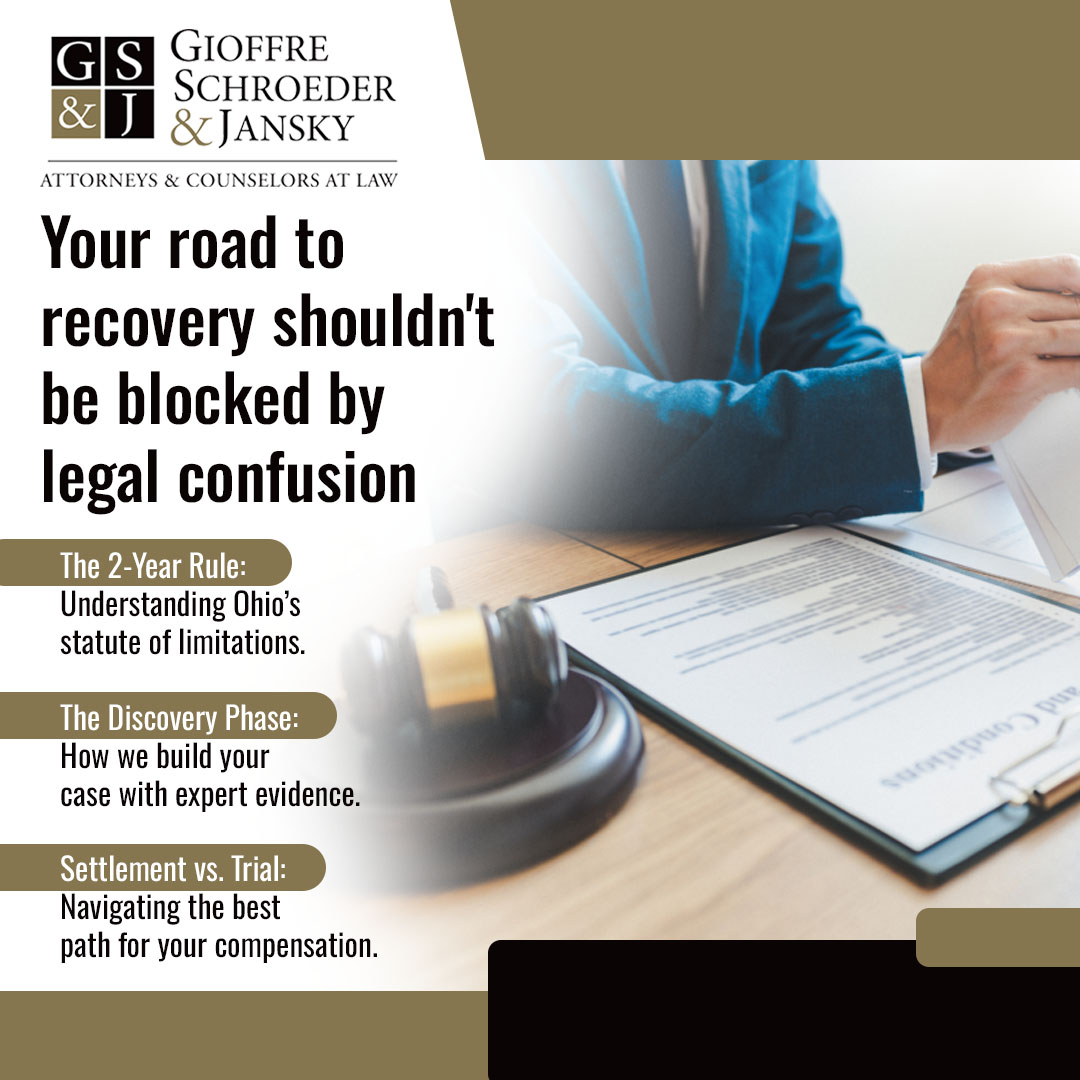 Legal documents and gavel representing personal injury lawsuit process and compensation claims in Ohio